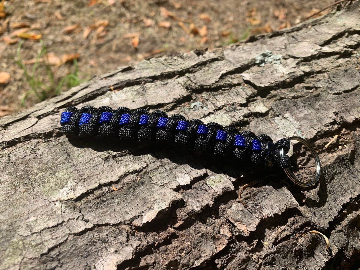 Rothco Thin Blue Line Paracord Keychain With Carabiner